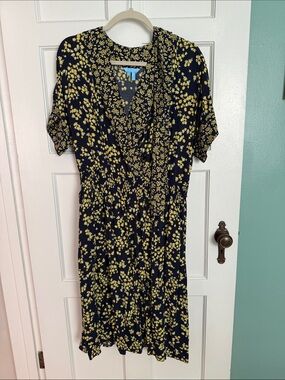 Draper James Navy Dress with Yellow Floral Print